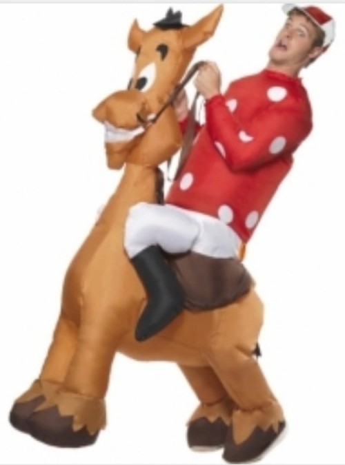 Mascottepak Opblaasbaar kostuum - Jockey met paard